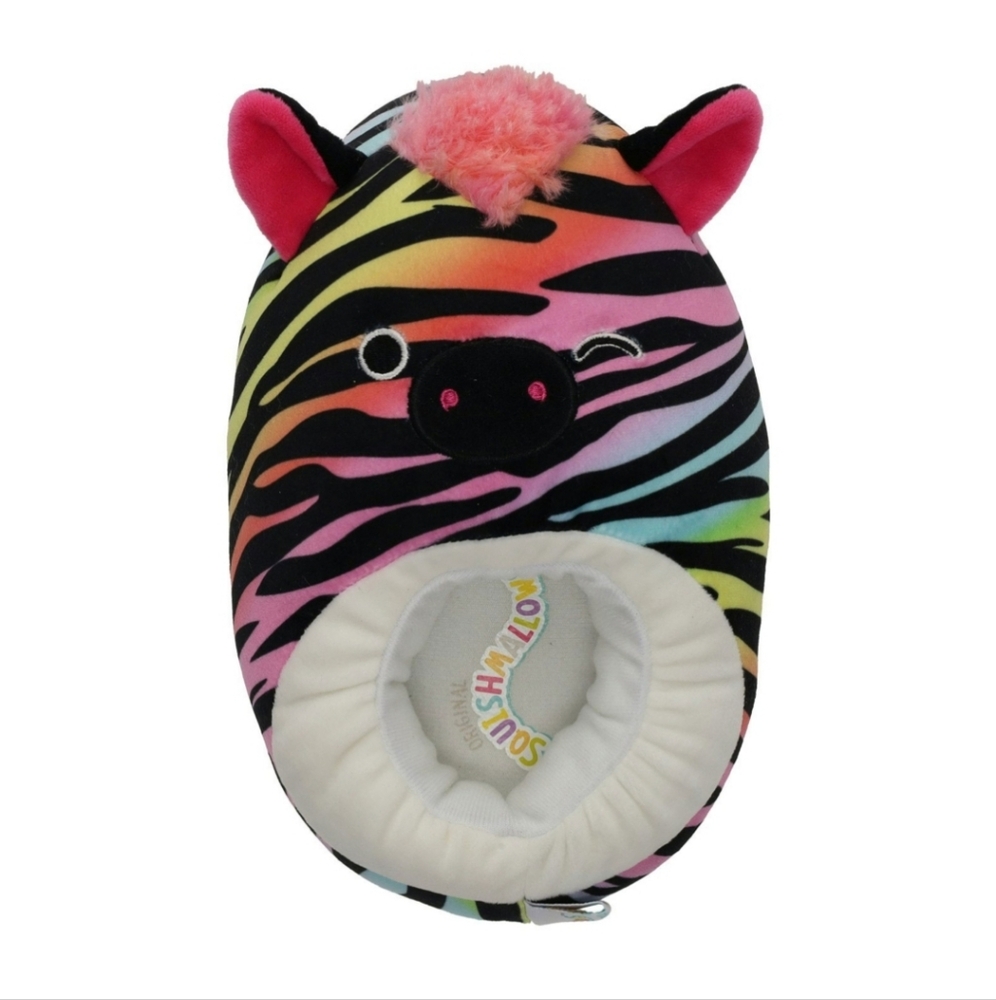 NWT Squishmallows Safiyah the Rainbow Zebra Plush Step In Slippers 6/7K = 7.5
